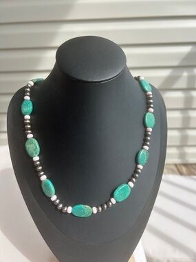 Turquoise, Pink Conch and Sterling Silver